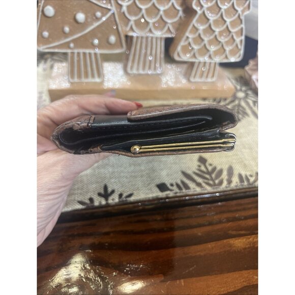 BRAHMIN | Tuscan Checkbook Clutch | Brown/Black Croc Texture Vintage Wallet - Picture 5 of 12